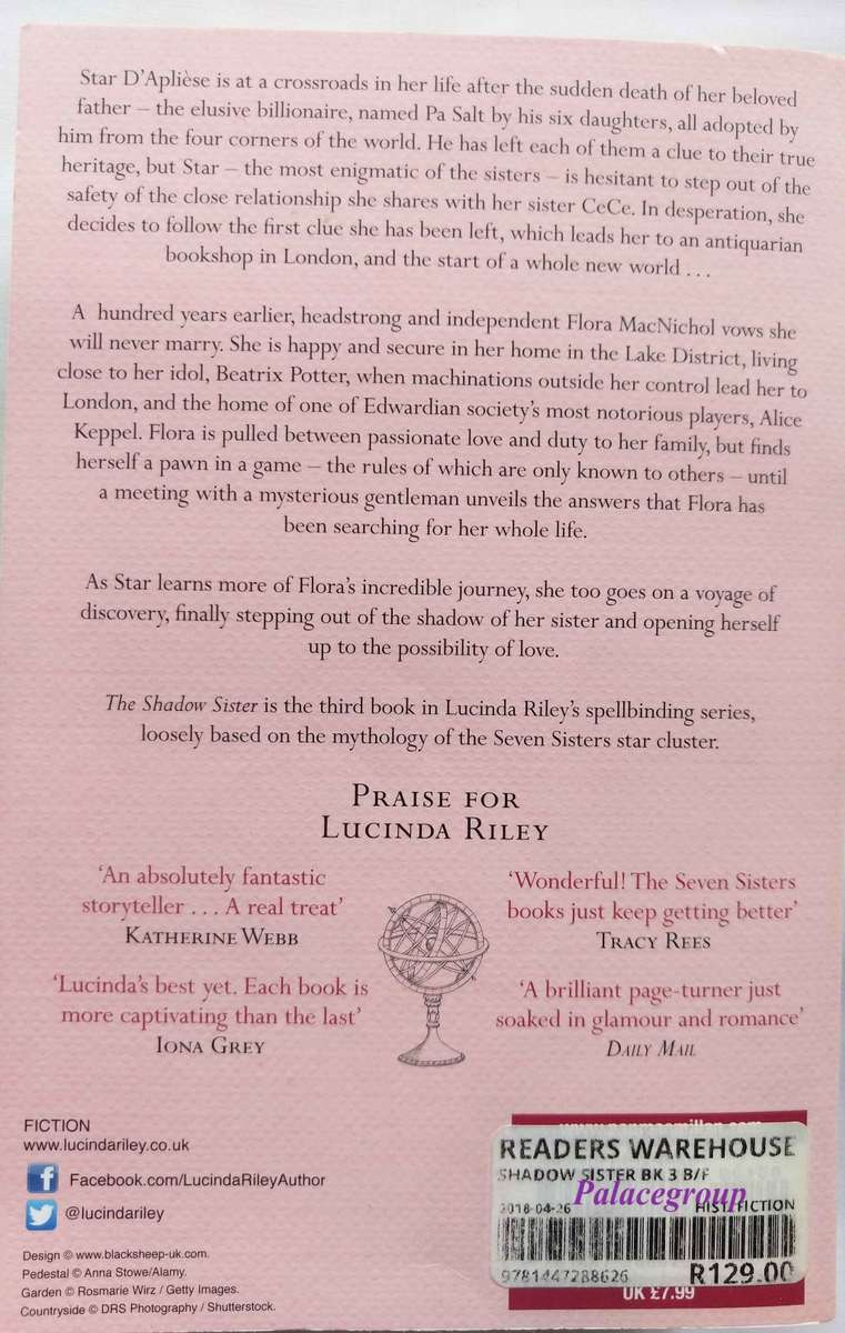 The Shadow Sister, Lucinda Riley, Sunday Times Top Ten Bestselling Author, Paperback, 682 Pg, A5