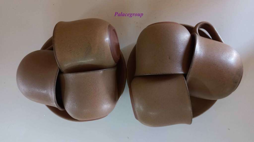 Argilla Pottery Clay Cups & Saucer x 6, (Height - ±70mm, Top Diameter ±90mm - 250ml)