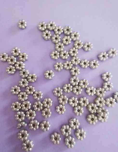 Findings, Spacers, Daisy, Acrylic, Nickel Colour, 7mm, 3,04gr, 50pc