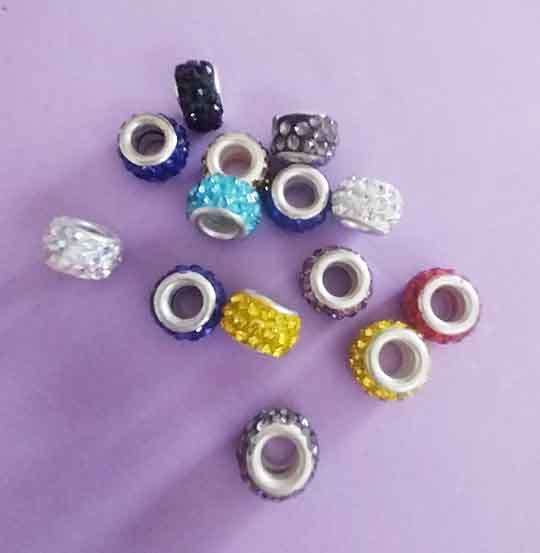 Rondals, Metal, Nickel, Mixed Colour Rhinestones, 7mm x 11mm, 4pc