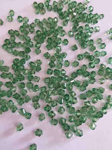 Acrylic Beads, Bicone, Green, 4mm, ±100pc, 2.10gr