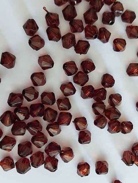 Acrylic Beads, Bicone, Dark Brown, 6mm, ±50pc, 3.9gr