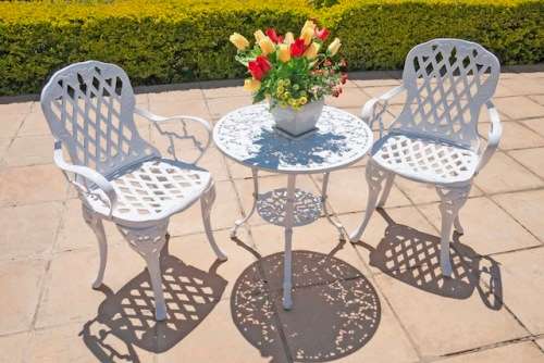 Cast Aluminium 2 Seater Small King Grape Patio Set, 62cm Leaf Table