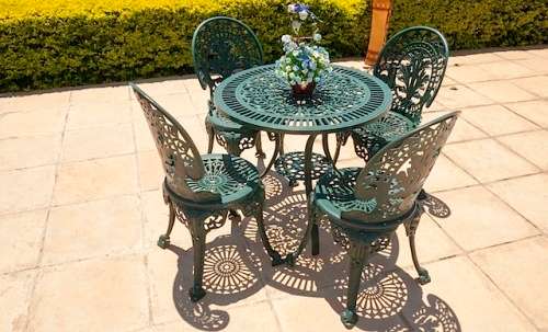 Cast Aluminium 4 Seater Crown Patio Set, 75cm Bonzai Table Round