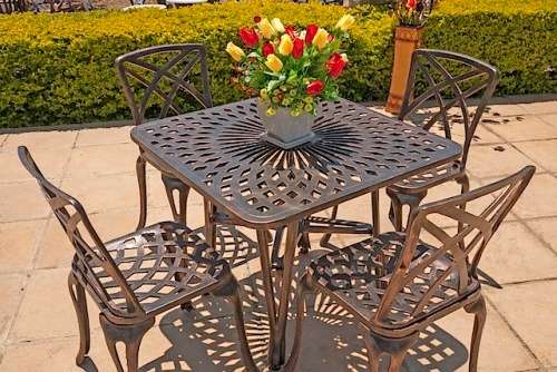 Cast Aluminium 4 Seater Small Rainbow/King Diamond Patio Set