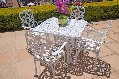 Cast Aluminium 4 Seater New Fern, 90cm Square Spider Table