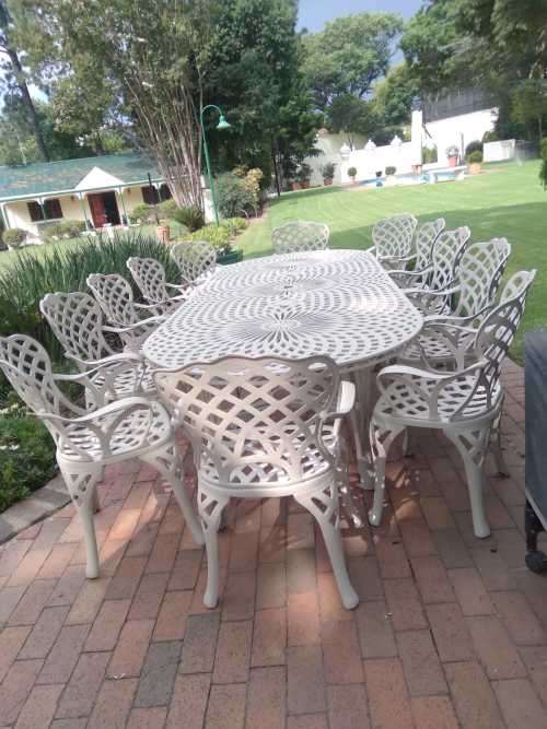 Cast Aluminium 12 Seater King Diamond Patio Set, 125cmx320cm King Diamond Oval Table