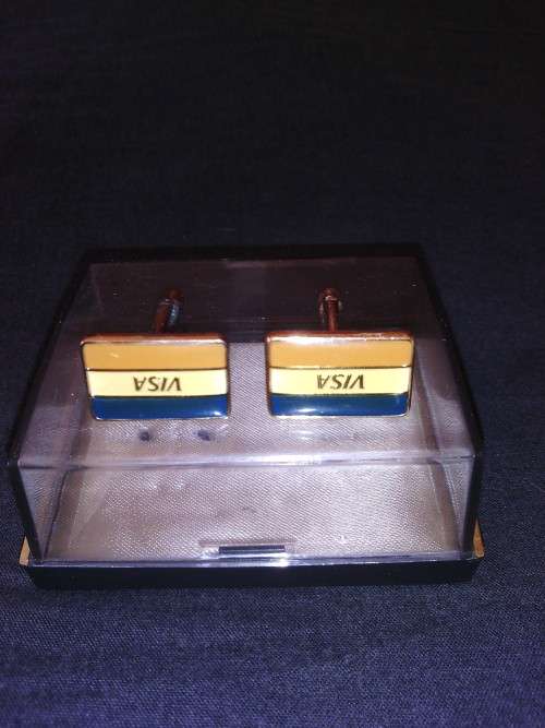 vintage VISA cuff links with old south African flag in original case  (collectors item)