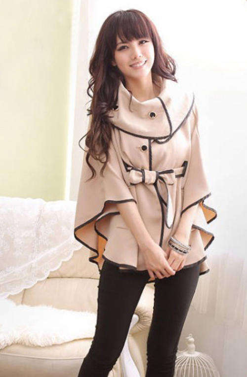 Modern Lapel Cotton Blend Women's Cloak