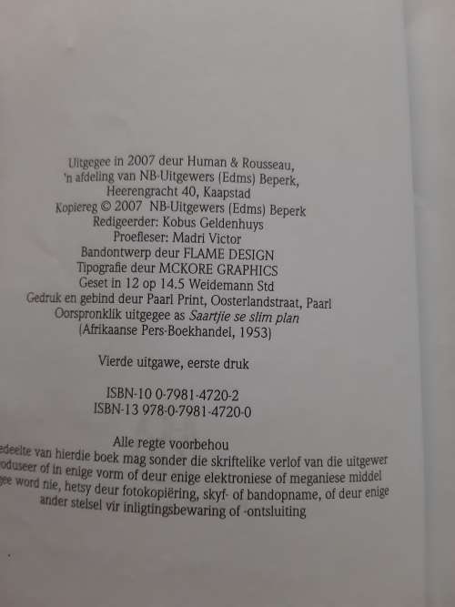 Saartjie se slim plan deur Bettie Naudé (4de uitgawe 1ste druk 2007)