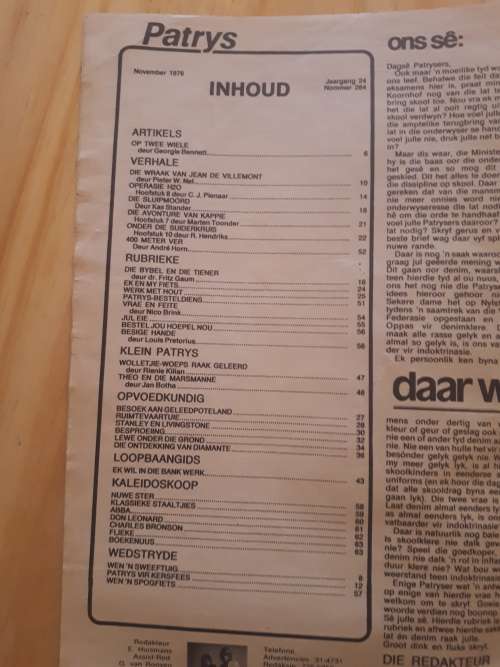 Patrys, maandblad vir die jeug - November 1976 tydskrif