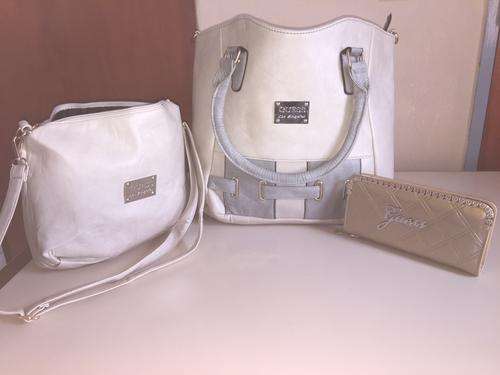 Guess Handbag Set (3) - White and Grey