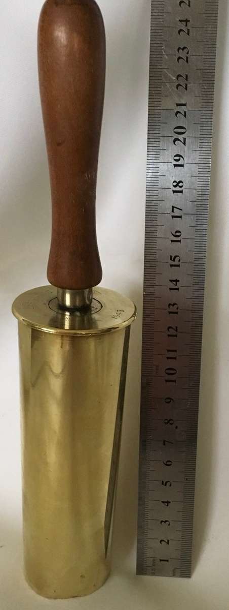 Trench Art  copper bell with wooden handle