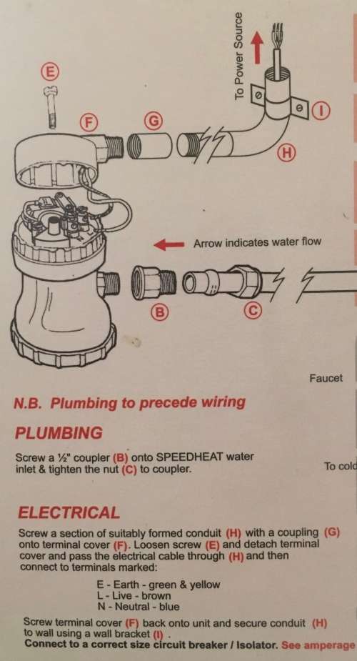 Instant hot water shower head