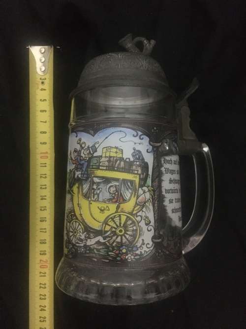 German beer tankard with pewter lid