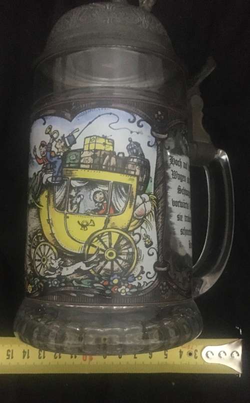 German beer tankard with pewter lid