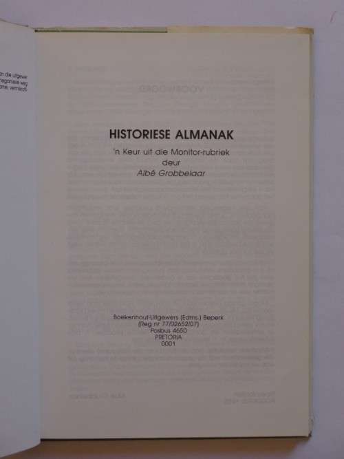 Historiese Almanak - Albe Grobbelaar