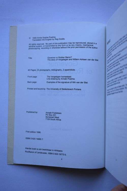 Annabi Postma: Governor or Robber Baron? Somerset West, 1996.