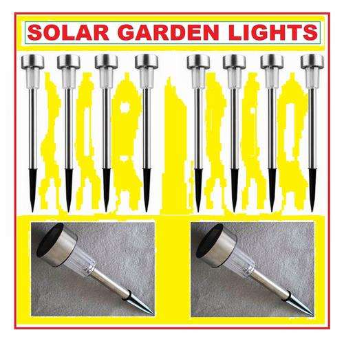 SOLAR GARDEN LIGHTS STAINLESS STEEL---SET OF 4