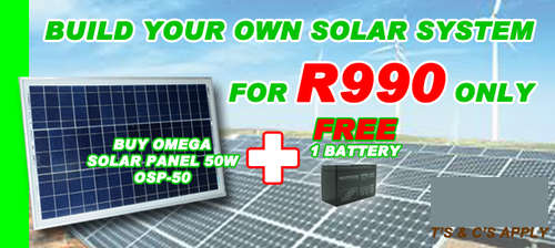 BUY OMEGA Output Solar Panel50W OSP-50 GET 1 FREE BATTERY + FREE DELIVERY BY BUYFAST