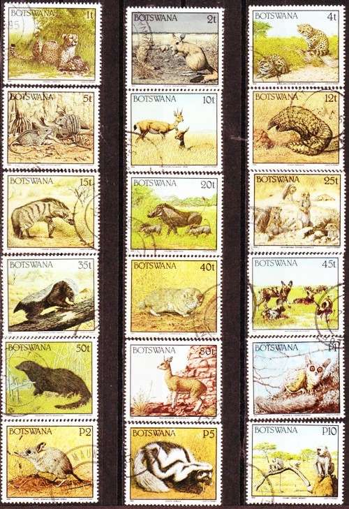 BOTSWANA - ANIMAL DEFINITIVE (1992) - FULL SET (USED) - 1t TO P10