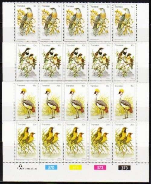 TRANSKEI - BIRDS 1980 - SET OF UM CONTROL STRIPS