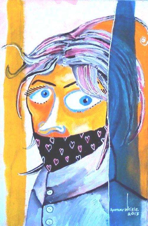 "GAGGED" - ORIGINAL, DIRECT FROM THE ARTIST - ACRYLICS ON CANVAS STRETCHED ON BOARD - 490mm x 330mm