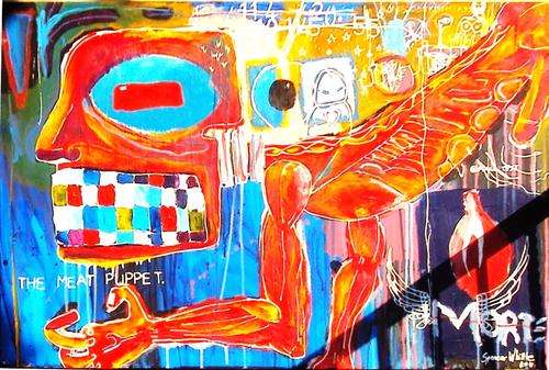"MEAT PUPPET" - ORIGINAL DIRECT FROM THE ARTIST - ACRYLICS ON STRETCHED CANVAS  - 900mm x 600mm