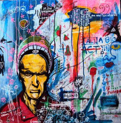 THE THINKER - A Spencer Whittle original.  Acrylics. (605mm x 605mm)