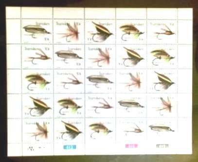 TRANSKEI - 5 SETS OF FULL SHEETS OF 25 UM STAMPS EACH - FISHING FLIES 1980, 81, 82,83 & 84.