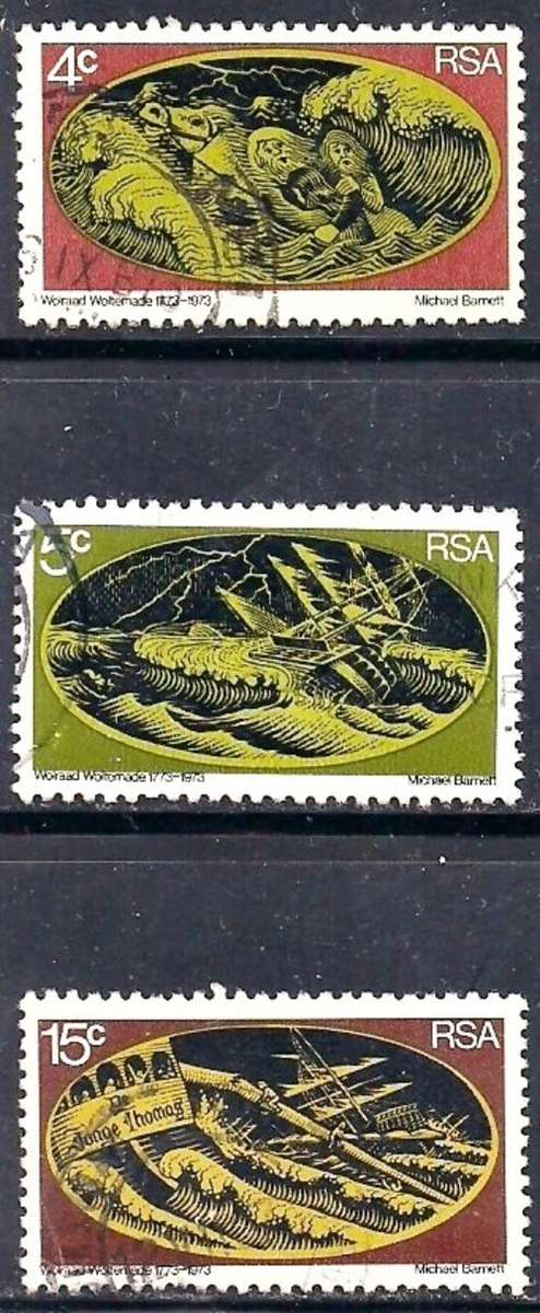 THEMATICS (HEROES/SEA RESCUE)  - FINE SET USED STAMPS - WOLRAAD WOLTEMADE - RSA 1973