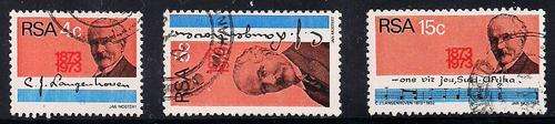 THEMATICS (COMPOSERS) - SET OF 3 POSTALLY USED STAMPS (CJ LANGENHOVEN)  - RSA 1973
