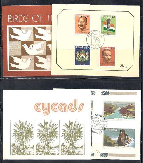 TRANSKEI - 4 COLLECTOR SHEETS - BIRDS, CYCADS, TOURISM, INDEPENDENCE