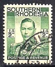 S RHODESIA - KG VI DEFINITIVES (1937) - 1/2d POSTALLY USED