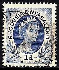 RHODESIA & NYASALAND - QE II 1954 DEFINITIVES - 1d POSTALLY USED