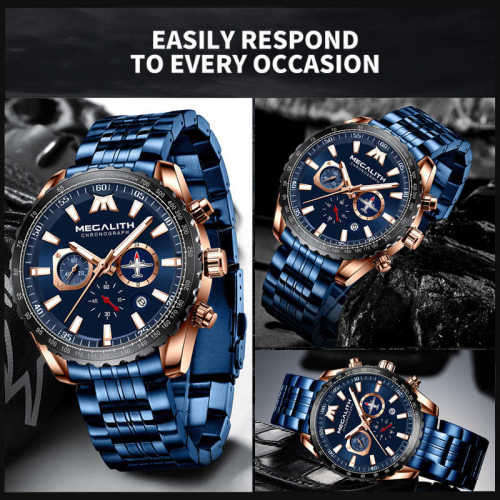 2020 MEGALITH Chronograph Multi Dial Working Powerful Waterproof Luxury Mens Watch