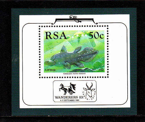 SACC 694a: IDENTIFICATION OF COELACANTH. FOUNDATION MINIATURE SHEET (SAF 4). U/MINT (**).