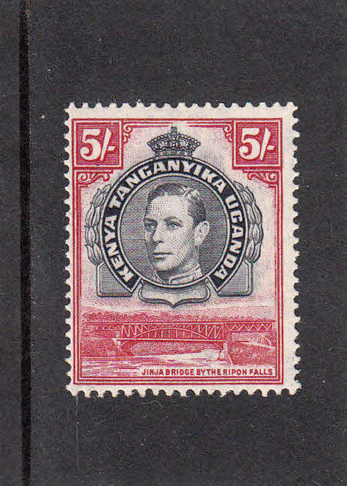 KENYA UGANDA TANGANYIKA: SG 148b: 1944 GEORGE VI DEFINITIVE - 5/- PERF 13,25x13,75. FINE M/MINT (*)