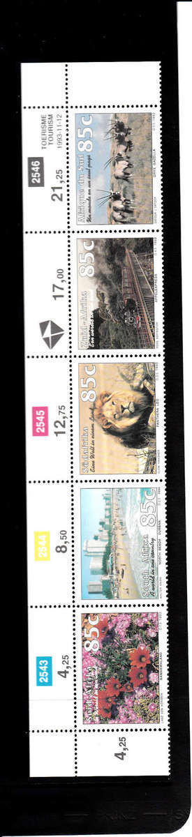 RSA 847-851: 12.11.1993 - TOURISM IN CONTROL STRIP OF 5. U/MINT (**)