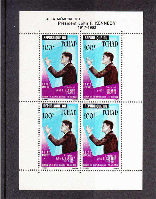 CHAD. - MICHEL BI2 : 1964 - KENNEDY 100f MINIATURE SHEET. VERY FINE U/MINT (**)