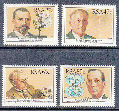 RSA SACC 754-756: 9.10.1991 - SA SCIENTISTS SET OF 4. UNMOUNTED MINT(**)