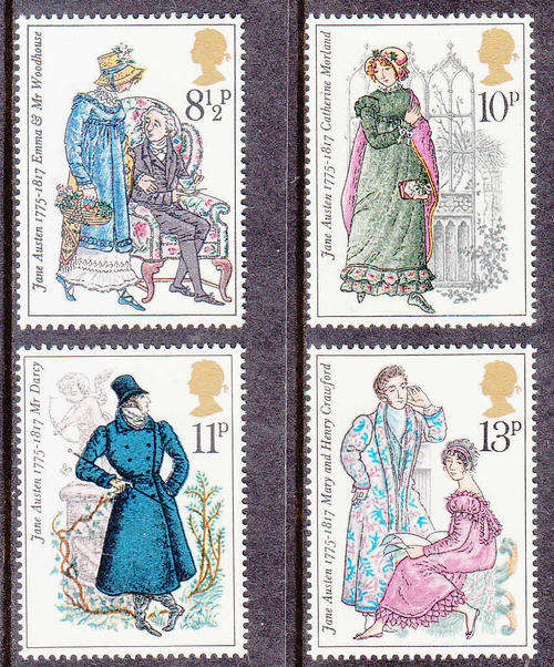GB SG 989-992: 22.10.1975: BIRTH BICENTENARY OF JANE AUSTEN SET OF 4. U/MINT (**)