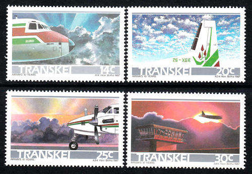 TRANSKEI SACC 199-202: 5.2.1987: 10TH ANNIV TRANSKEI AIRWAYS SET OF 4. U/MINT (**)