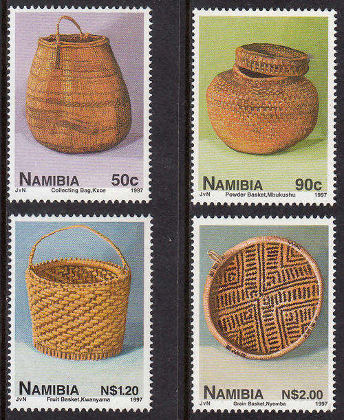 NAMIBIA SACC 183-186: 8.7.1997: NAMIBIAN BASKETRY SET OF 4. U/MINT(**)