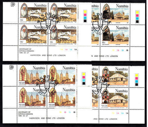NAMIBIA SACC 146-149: 27.5.1996:CENTENARY OF CATHOLIC MISSION IN NAM.SET OF 4 CONTROLS. USED (CTO)