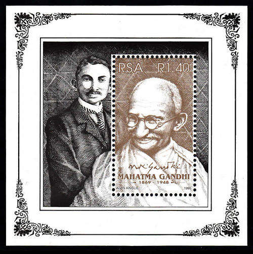 RSA: SACC 918: 2.10.1995: GHANDI COMMEMORATION MINIATURE SHEET. U/MINT(**)