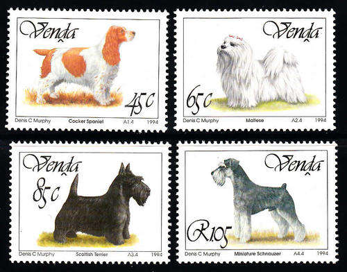 VENDA: SACC 267-270: 14.1.1994: DOGS SET OF 4. U/MINT(**)
