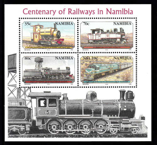 NAMIBIA: SACC 118a: 5.8.1994: LOCOMOTIVES FOUNDATION MINIATURE SHEET. U/MINT(**)