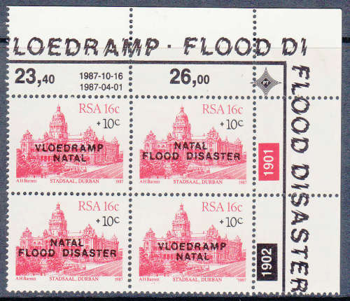 RSA: SACC 633-634: 16.11.1987: NATAL FLOOD DISASTER RELIEF FUND CONTROL. U/MINT(**)