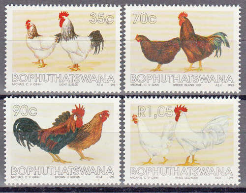 BOP. SACC 290-293: 12.2.1993: CHICKEN BREEDS SET OF 4. U/MINT (**)